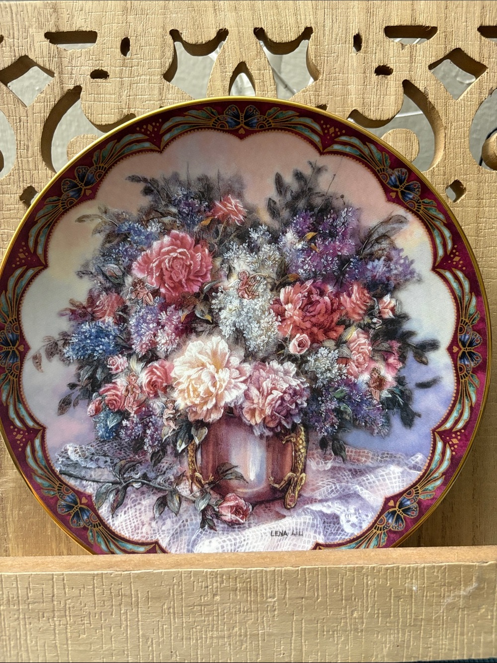 Decorative Floral Porcelain Plate - Pink Bouquet Accent NWOT🌸